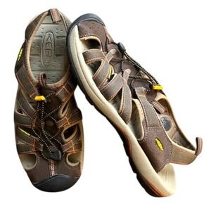 Keen Water Sandals Newport H2‎ Hiking Brown Orange Straps Mens Size 10